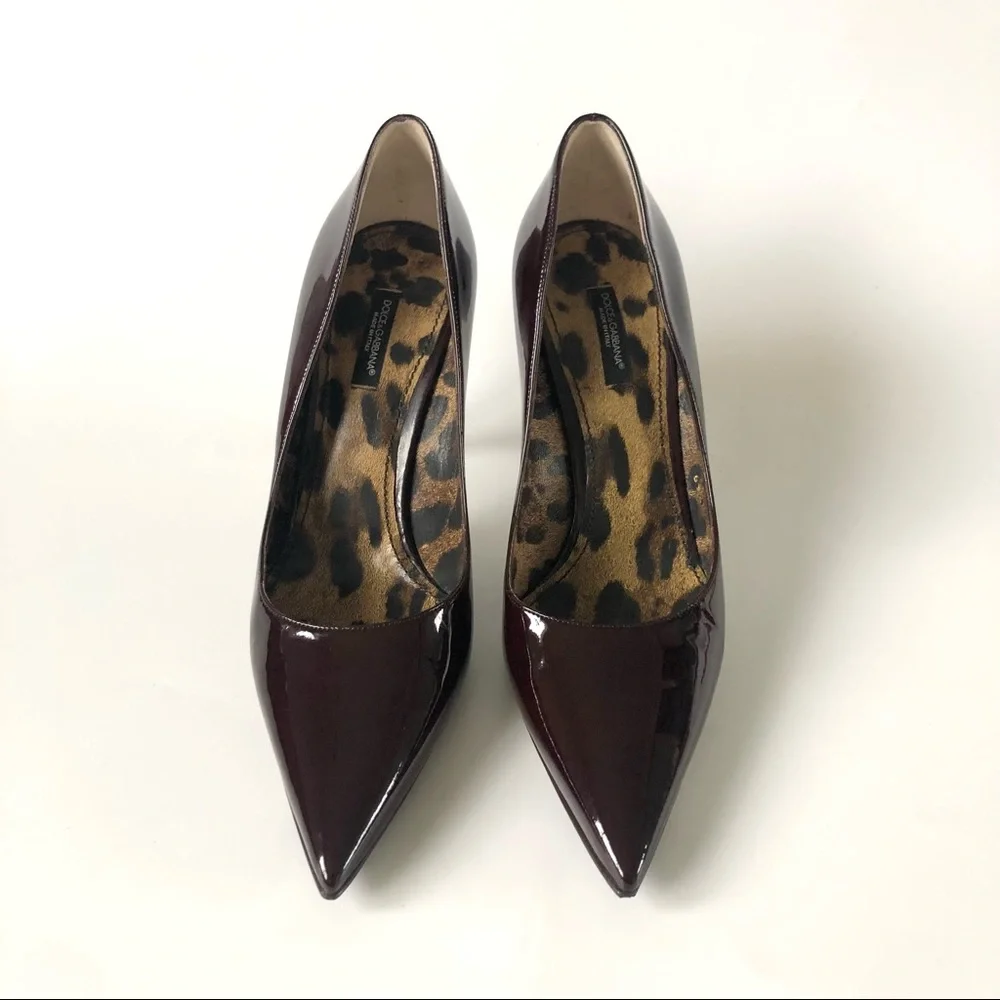 Dolce & Gabbana Burgundy Patent Pointed Toe Stiletto Heel Pumps Size 39/9 - Picture 2 of 11